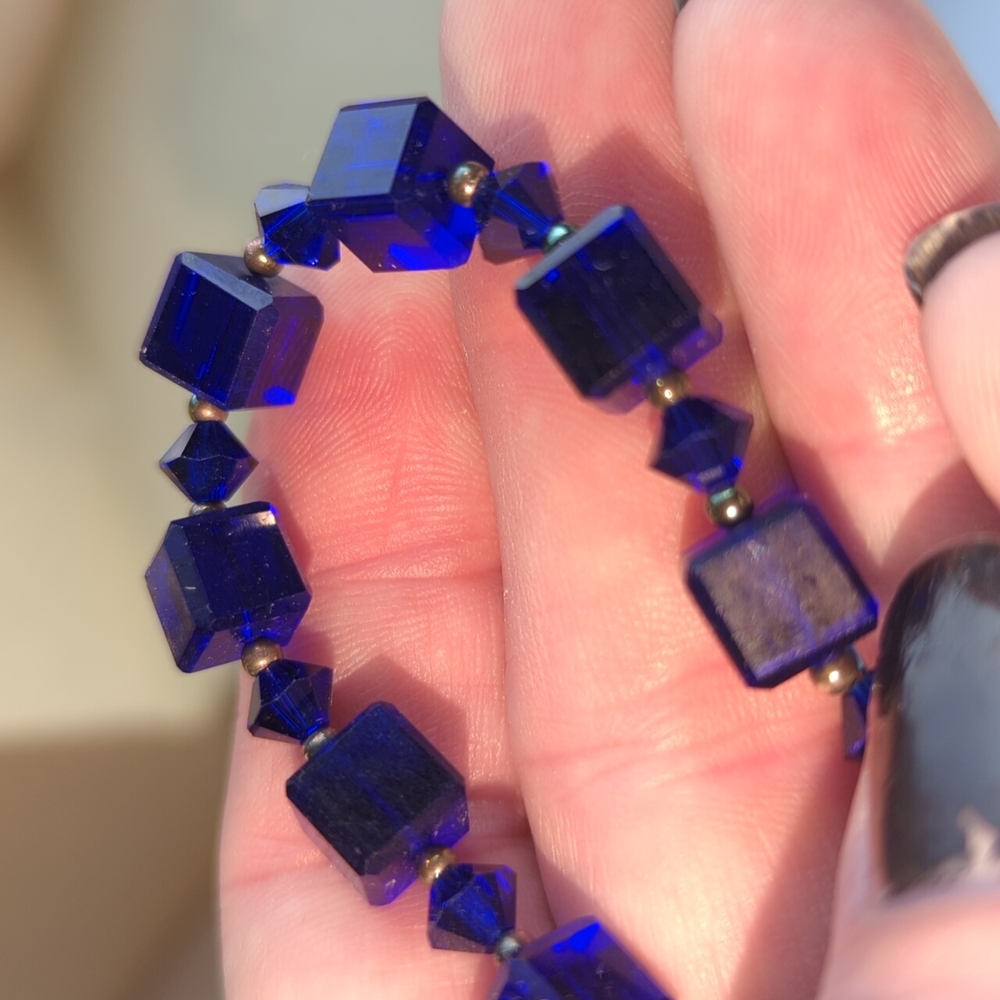 Indigo Blue Crystal Bracelet 6in.